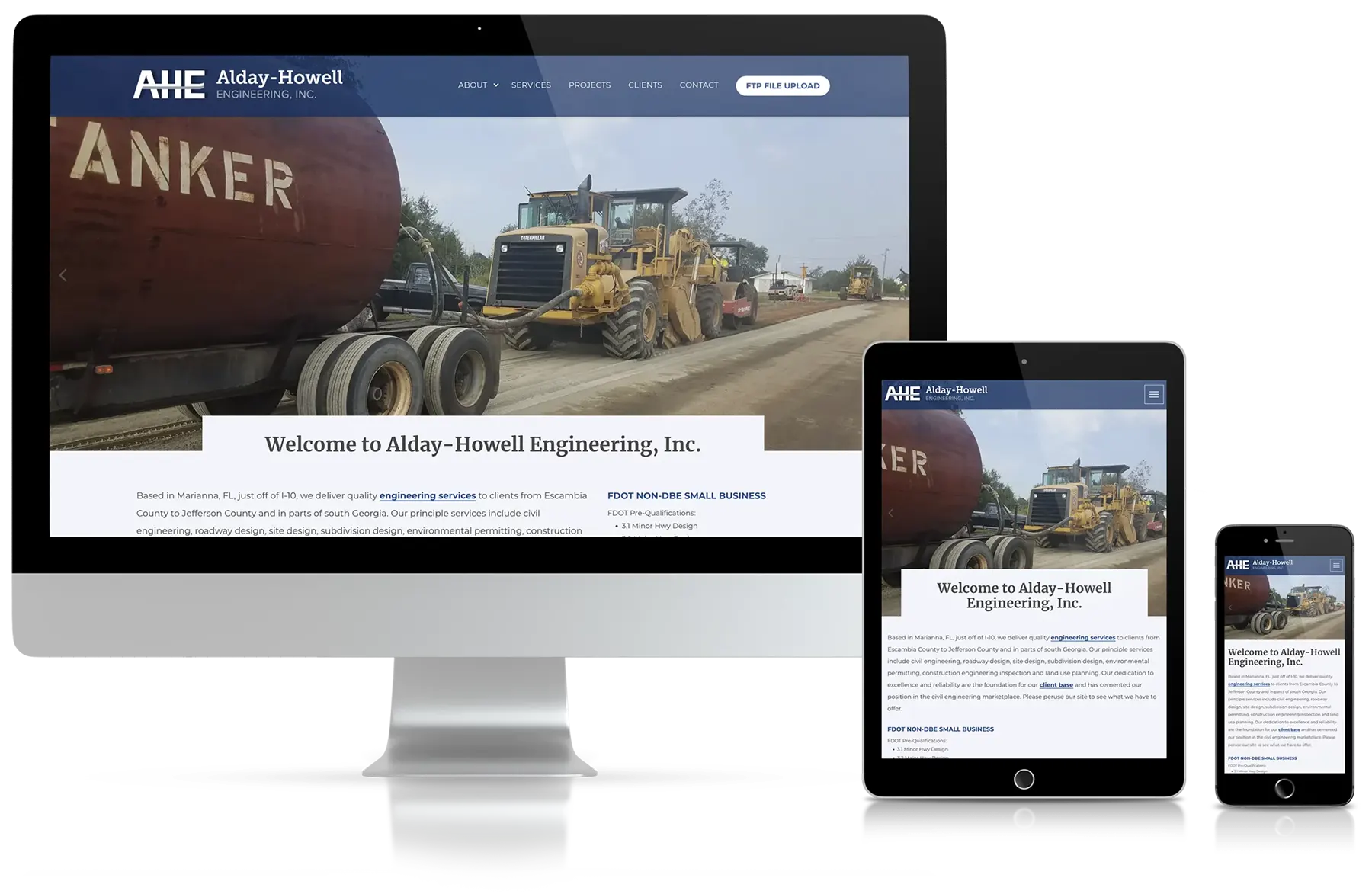 Responsive web design examples for Alday-Howell Engineering website