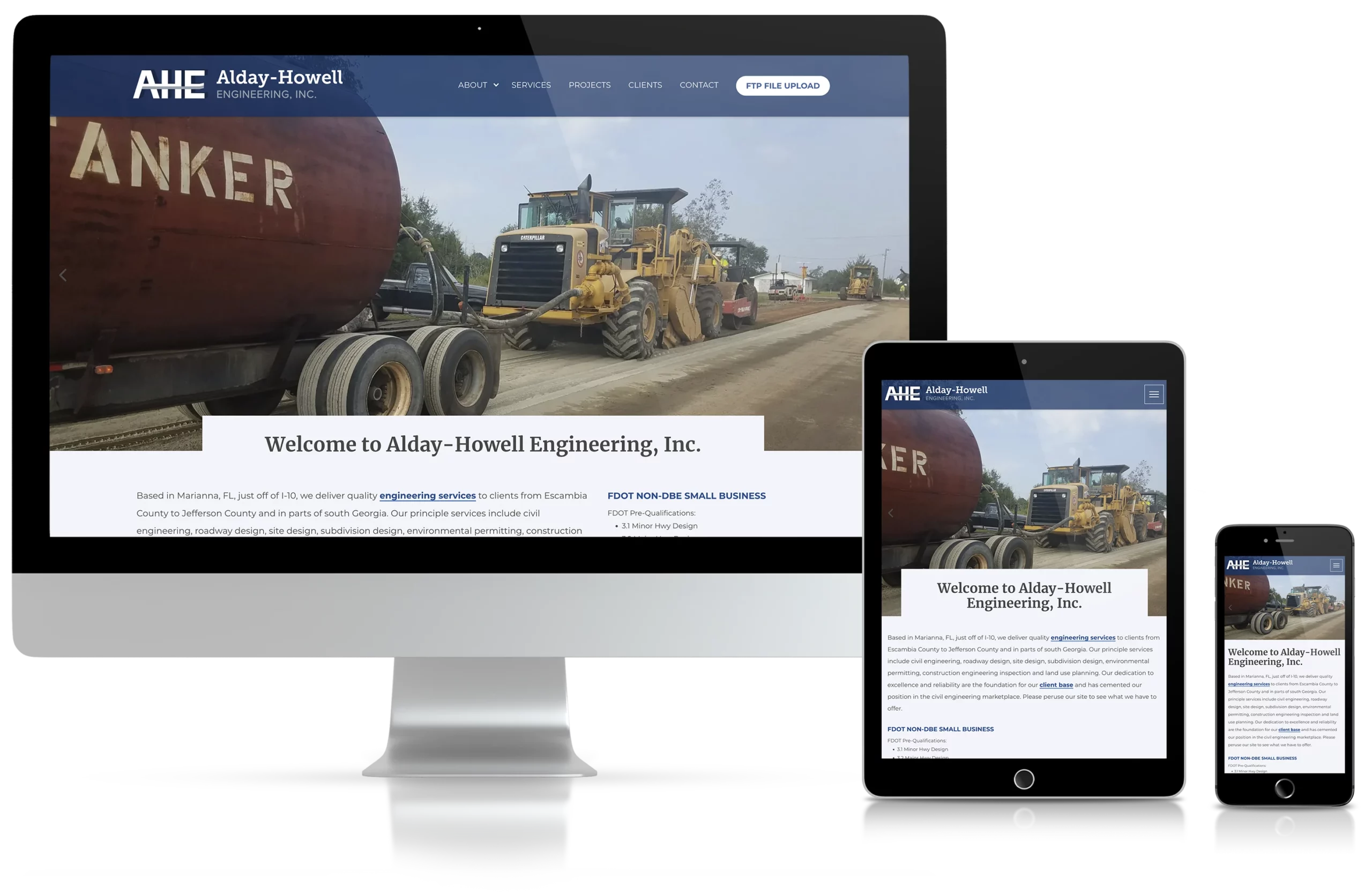 Responsive web design examples for Alday-Howell Engineering website
