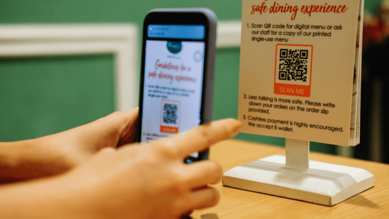 Someone scanning a QR code