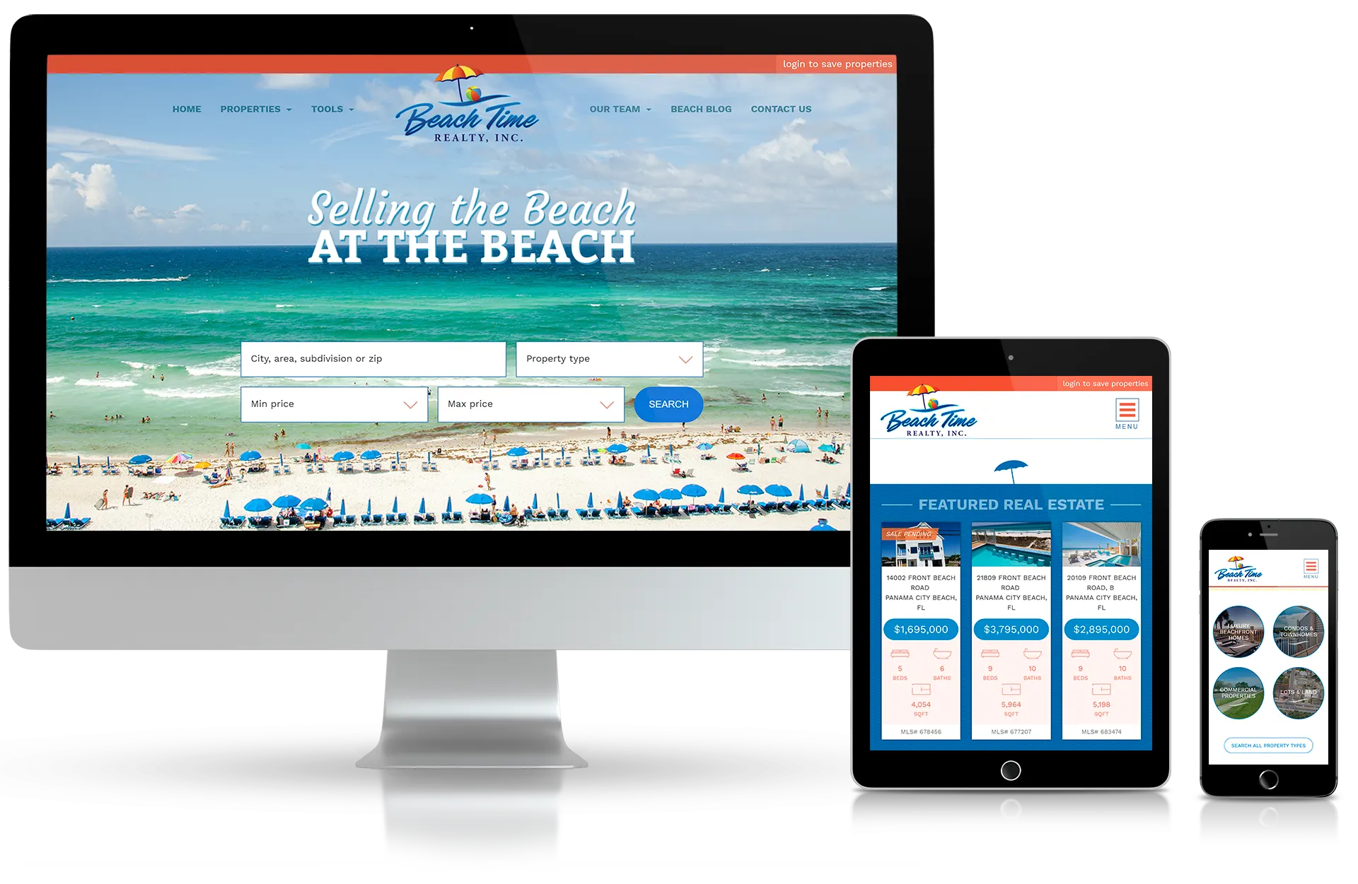 Website design for Beach Time Realty