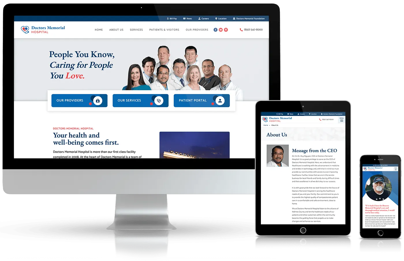 Website design for Doctors Memorial Hospital