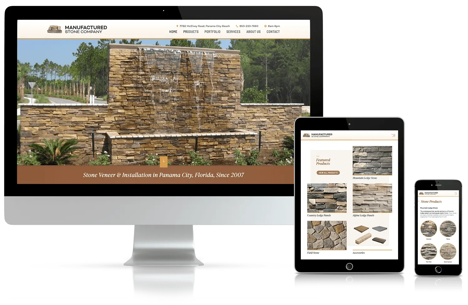 Website design for Manufactured Stone Company