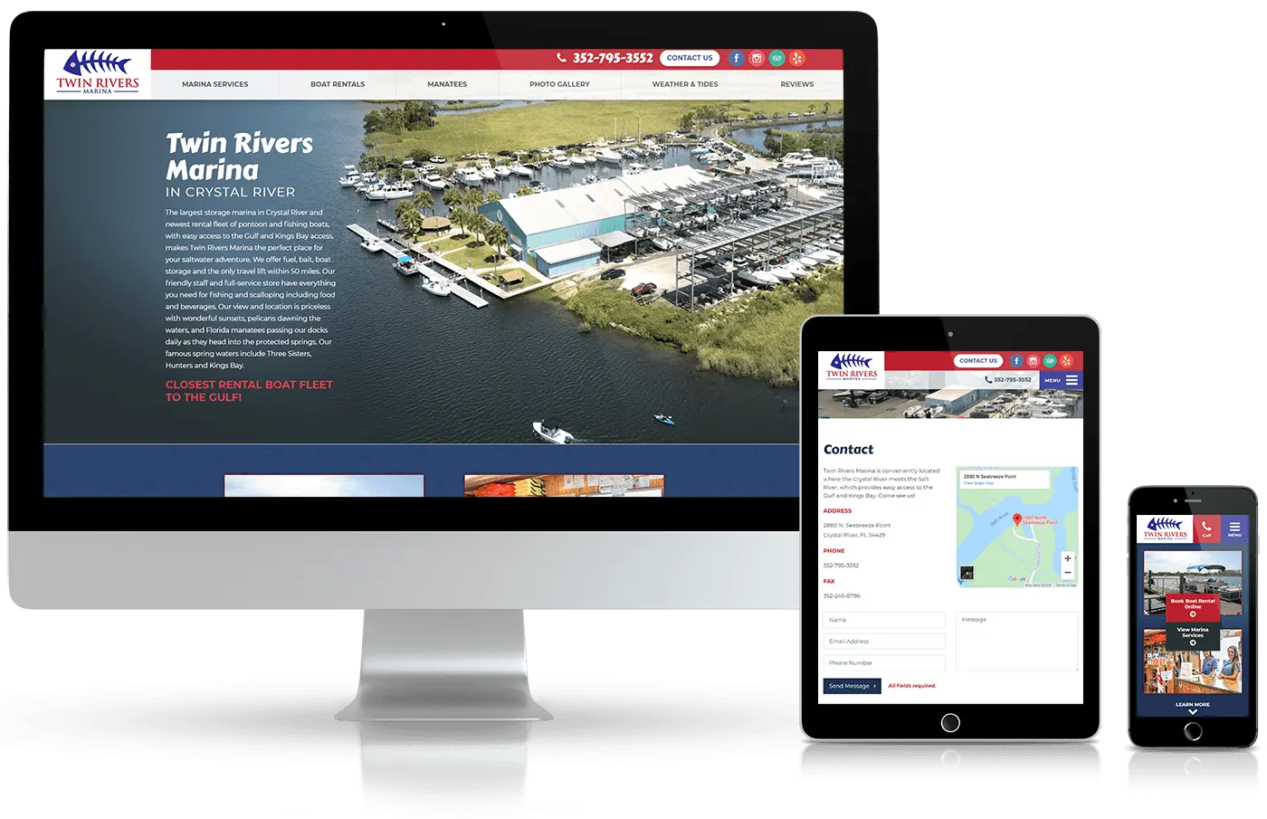 Website design for Twin Rivers Marina