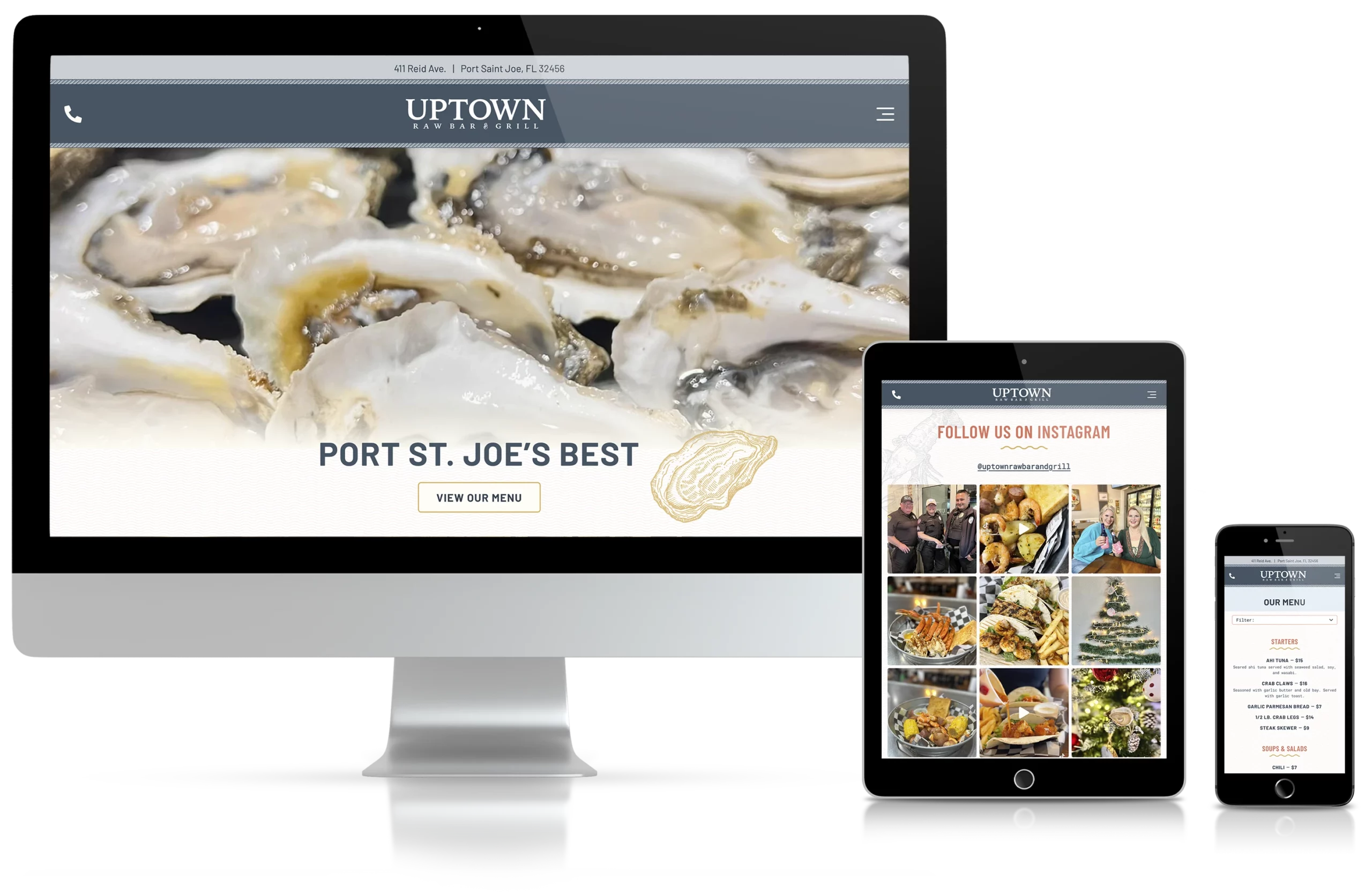 Website design for Uptown Raw Bar & Grill