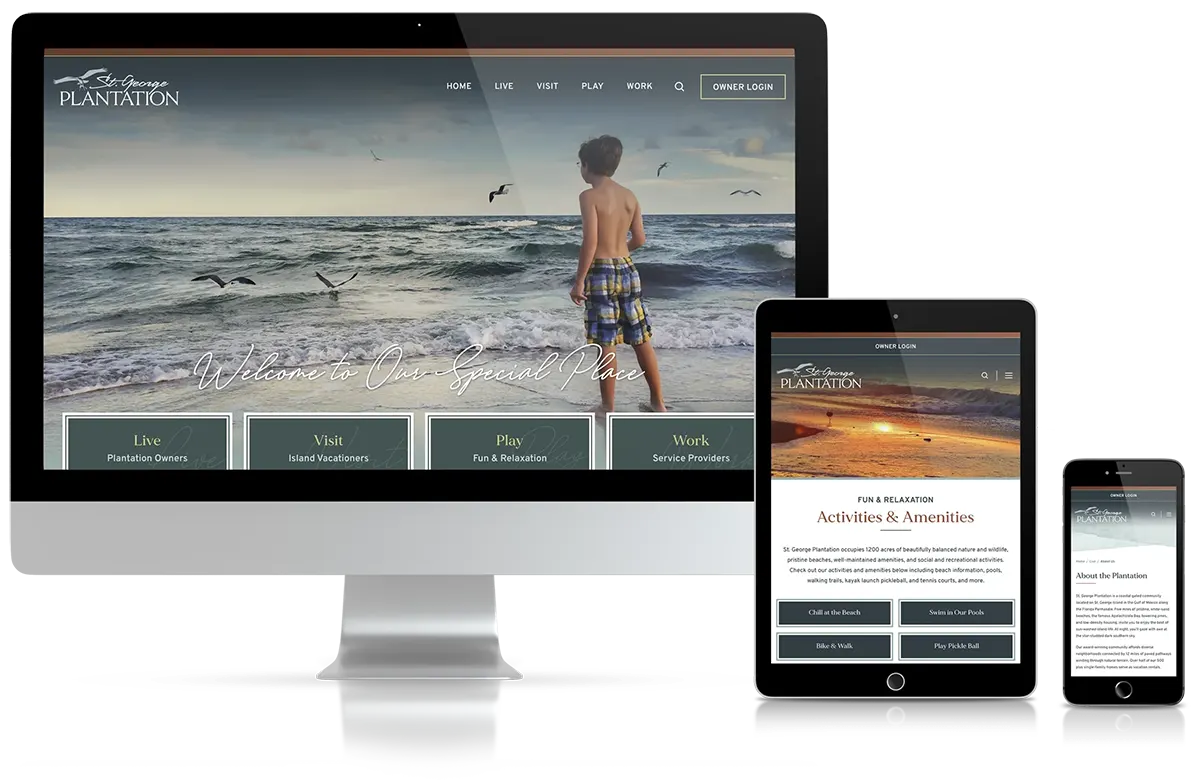 Responsive web design examples of St. George Plantation website