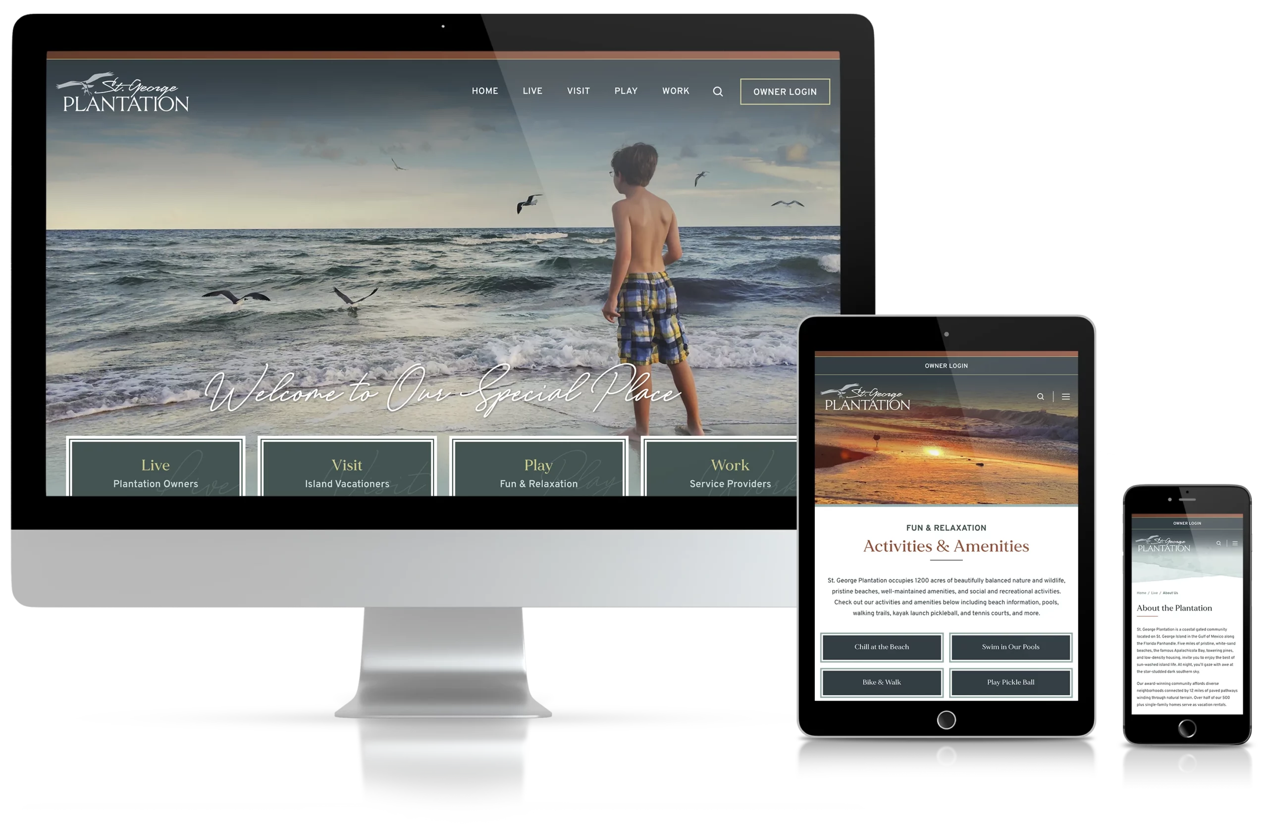 Responsive web design examples of St. George Plantation website