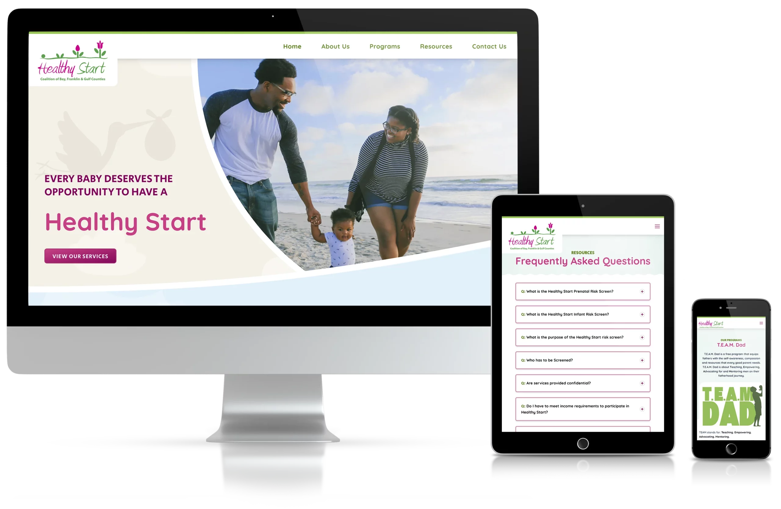 Website design for Healthy Start Coalition of Bay, Franklin and Gulf Counties