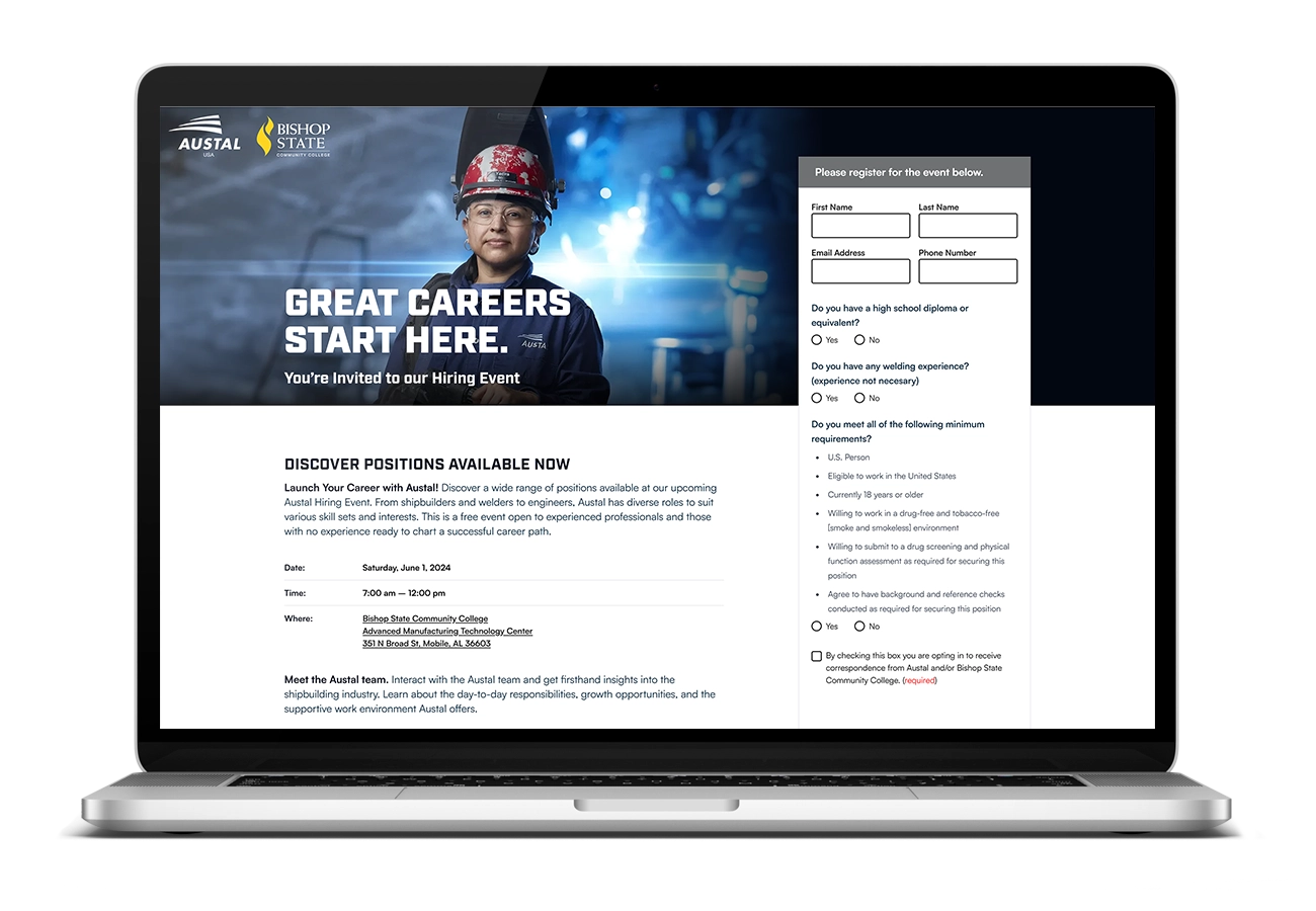 Austal and Bishop State Website Mockup