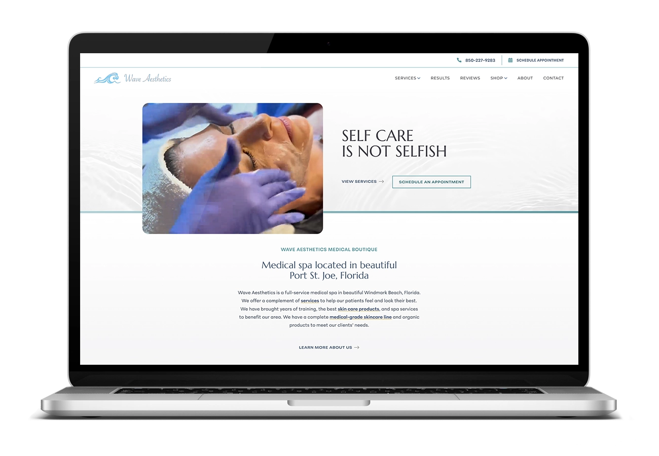 Wave Aesthetics Website Mockup